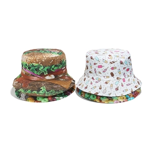 Funny Printed Bucket Hat Polyester Sun Protection Summer Outdoor Fishing Cap Novelty Food Vegetable Design For Women Men