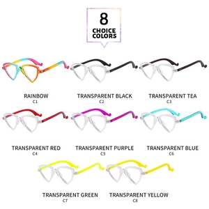 Présentation matricielle de montures de lunettes triangulaires en huit coloris translucides