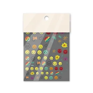 Classic smiley face and rainbow nail art stickers with ultra-thin flexible texture