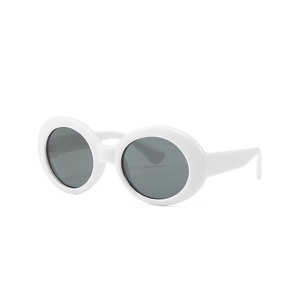 Lunettes de soleil rétro blanches pour animaux avec verres gris sur fond blanc pur