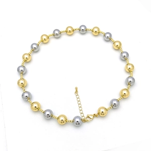 Chic 18k gold and silver plated beaded necklace with adjustable metal chain and lobster clasp