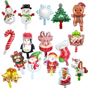 Christmas Foil Balloons Mini Santa Claus Snowman Elk Gingerbread Man Aluminum Film For Xmas Holiday Party Decoration