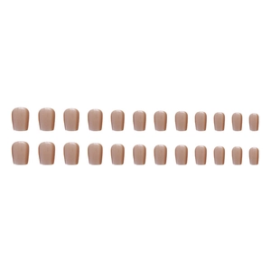 24 faux ongles courts carrés nude effet œil de chat avec finition nacrée brillante