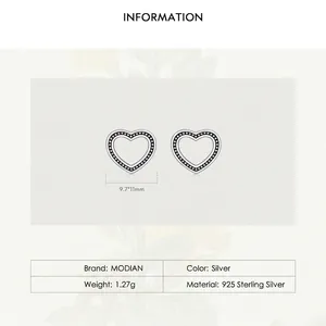 925 Sterling Silver hollow heart stud earrings measuring 9.7x11mm and weighing 1.27g