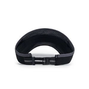 Dark grey mesh sun visor with reflective strap and adjustable buckle for outdoor sports