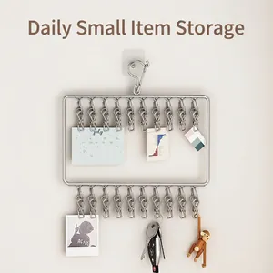 Versatile stainless steel laundry rack with 20 clips for drying socks and underwear