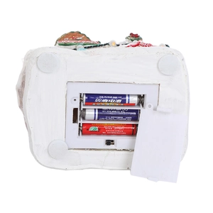 Detail of the bottom battery compartment with three AAA batteries and power switch