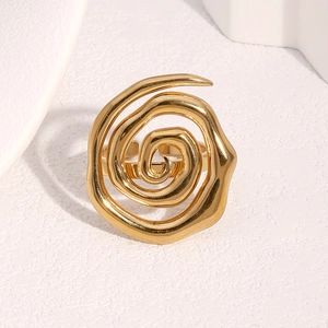 Elegante anello aperto in acciaio inossidabile placcato oro 18k con design a spirale