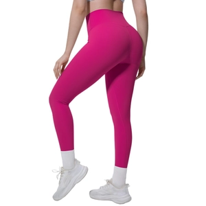 Hoch taillierte rosenrote Yoga-Leggings mit V-Naht für einen optimalen Push-up-Effekt