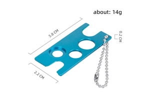 Blue essential oil bottle opener tool dimensions and weight measurement detail