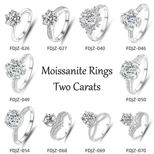 Round Moissanite Ring 925 Sterling Silver Sparkling Cubic Zirconia Luxury Wedding Engagement Jewelry Women Elegant Style