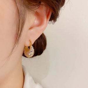 Elegant gold-plated hoop earrings with micro-paved sparkling cubic zirconia for women
