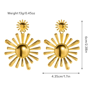 Detailed size and weight guide for 18k gold plated sunburst fringe earrings