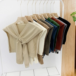 Women Solid Color Knit Shawl Cape Warm Autumn Winter Shoulder Wrap Plain Knitted Scarf Fashion Versatile Clothing Accessory