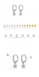 Detailed specs of S925 silver star earrings with 0.30ct D color VVS1 moissanite stones