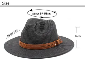 Tableau des tailles pour chapeau de paille Panama avec tour de tête de 58cm et bord 7cm