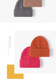 Detailed grid view showing thick ribbed knit texture and wide folded brim of winter beanies