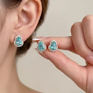 Boucles D'Oreilles Gourd Wulu Avec Zircon Bleu Et Tige En Argent Sterling 925 Cuivre Bijoux Style Chinois Vintage