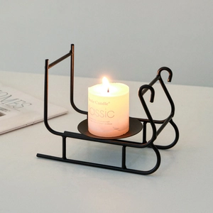 Nordic black iron sleigh candle holder for festive dining table romantic atmosphere