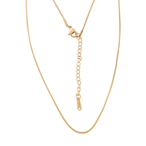 Golden stainless steel snake chain necklace with lobster clasp and adjustable extension