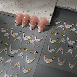 Nail Art Stickers 5D Embossed Rhinestone Artificial Pearl Waterproof Self Adhesive French Manicure Decor Sweet Starry Style Women