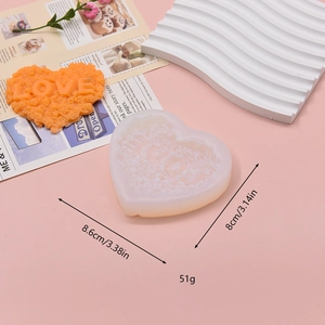 Silicone heart-shaped mold with LOVE text for DIY soap making and cake decorating