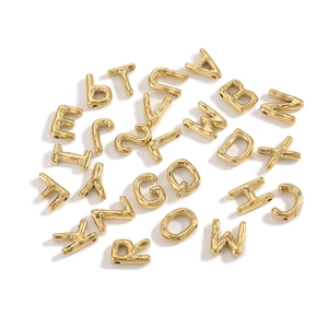 Polished gold-plated stainless steel chunky alphabet pendants for DIY necklaces