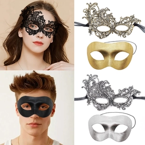 Masquerade Mask Half Face Lace Plastic Sexy Eye Mask For Halloween Party Costume Mystery Style For Women Men