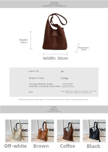 Guide des tailles et couleurs pour le grand et petit sac seau en cuir synthétique