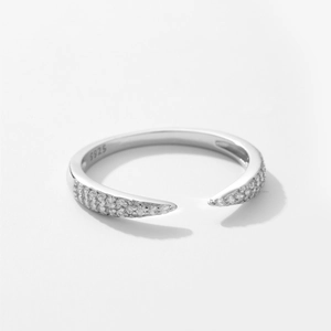 Macro shot of S925 sterling silver ring showing hallmark and micro-pave zircon detail