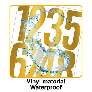 Waterproof gold vinyl number stickers for graduation parties showing splash resistance