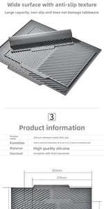 Detailed view of the dark grey silicone dish drying mat with anti-slip water drainage grooves