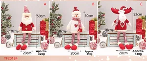 Detailed size and weight specs for Christmas plush Santa, snowman, and reindeer dolls