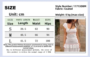 Size chart for bow short sleeve top and ruffled skirt set with detailed measurements