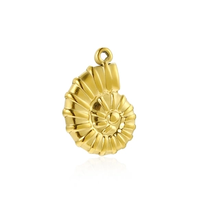 Polished 18k gold plated stainless steel nautilus shell pendant charm for jewelry making