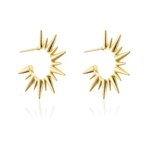 18K gold plated sunburst spike earrings for women with minimalist half-round design
