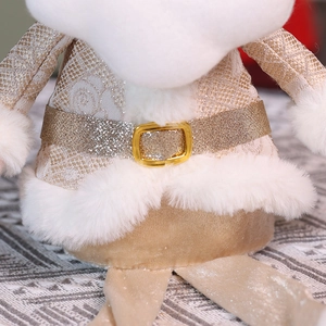 Champagne gold Santa Claus plush doll with sequin belt and luxury jacquard fabric