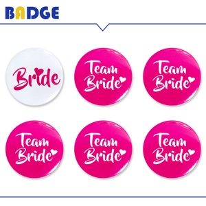 Lot de 6 badges pour enterrement de vie de jeune fille avec textes Bride et Team Bride