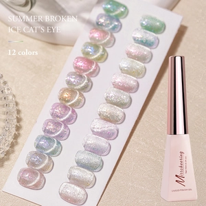 Sparkling crystal cat's eye nail polish set with 20 colors and 10ml pink bottle