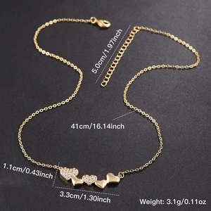 Elegant gold heart pendant necklace with zircon stones and polished finish for women