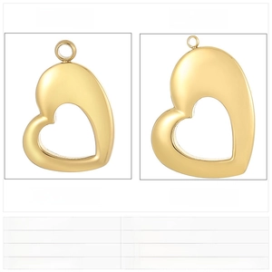 Pendentifs cœur évidé en acier inoxydable doré poli en petites et grandes tailles spécifiques
