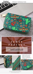 Close-up of durable printed canvas wallet with colorful skull and cactus patterns