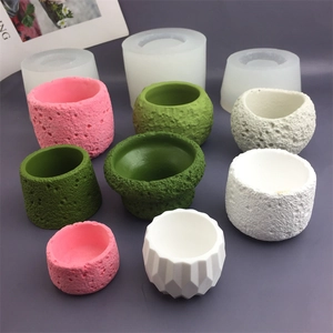 DIY silicone molds for Nordic style concrete candle jars and rock texture plaster pots