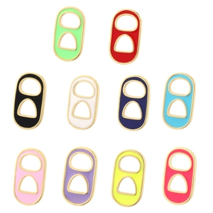Set of 10 colorful enamel soda pull tab pendants in gold finish for DIY jewelry making