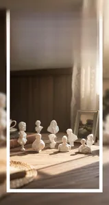Classic mini resin plaster bust statues arranged as artistic desktop decor