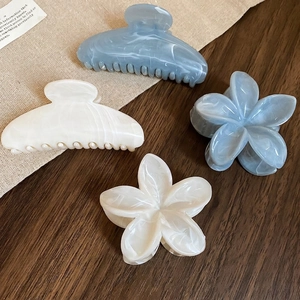 Pince À Cheveux Fleur Acrylique Marbré Épingle À Cheveux Shark Maintien Fort Accessoire De Coiffure Élégant Pour Femmes