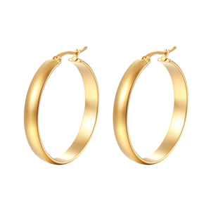 Chunky Hoop Earrings Stainless Steel Spherical Smooth Polished Minimalist Fashion Bold Jewelry Women
