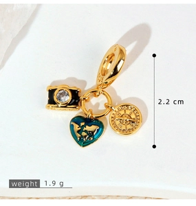 Detailed view of S925 silver charms featuring camera, world map heart and compass with S925 hallmark