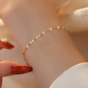 Minimalist Stainless Steel Gold Wave Ripple Bracelet For Women Elegant Slim Lip Chain Bracelet Jewelry For Daily Office Gift