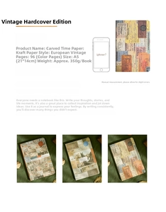 A5 vintage notebook size comparison showing the European style kraft paper journal and color pages